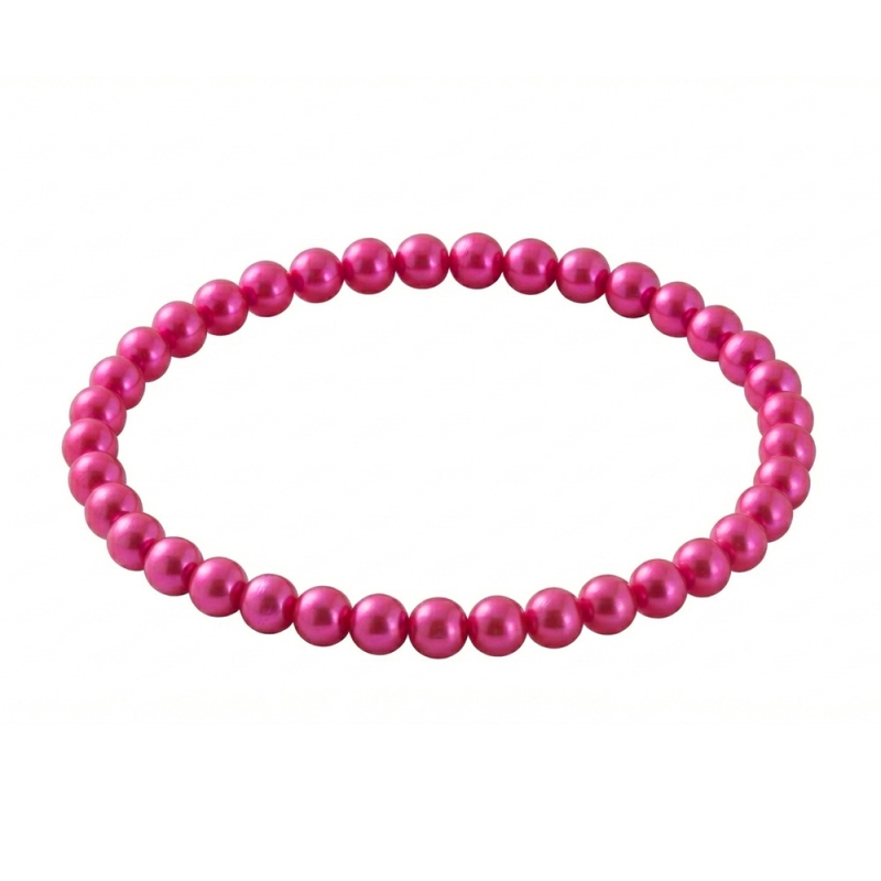 Fuchsia Pearl 6mm Beaded Bracelet with Vivid Fuchsia Pearlescent Acrylic Beads