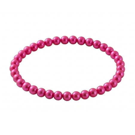 Fuchsia Pearl 6mm Beaded Bracelet with Vivid Fuchsia Pearlescent Acrylic Beads