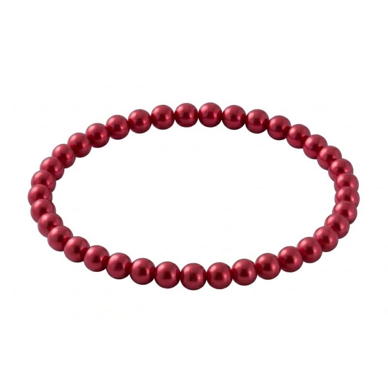 Red Pearl 6mm Beaded Bracelet with Rich Red Pearlescent Acrylic Beads