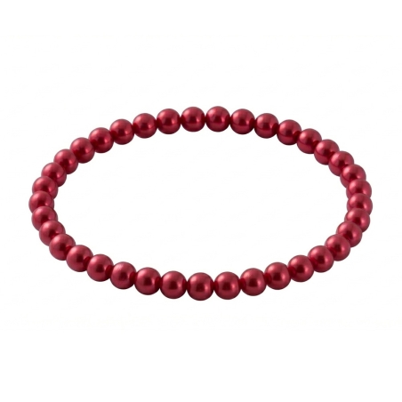 Red Pearl 6mm Beaded Bracelet with Rich Red Pearlescent Acrylic Beads