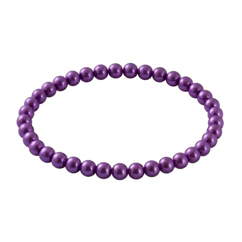 Purple Pearl 6mm Beaded Bracelet with Rich Purple Pearlescent Acrylic Beads