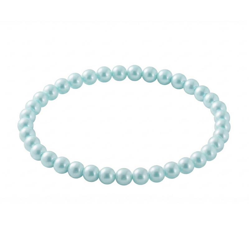 Baby Blue Pearl 6mm Beaded Bracelet with Pale Blue Pearlescent Acrylic Beads