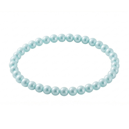 Baby Blue Pearl 6mm Beaded Bracelet with Pale Blue Pearlescent Acrylic Beads