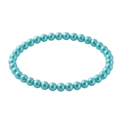 Aqua Pearl 6mm Beaded Bracelet with Blue-Green Pearlescent Acrylic Beads