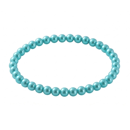 Aqua Pearl 6mm Beaded Bracelet with Blue-Green Pearlescent Acrylic Beads