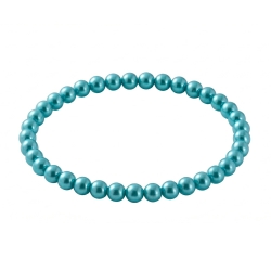Turquoise Pearl 6mm Beaded Bracelet with Blue-Green Pearlescent Acrylic Beads