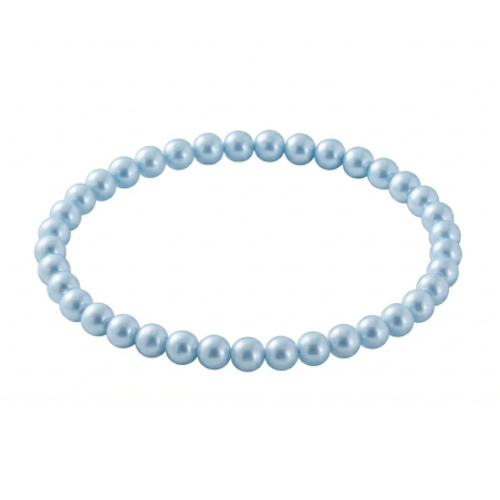 Ice Blue Pearl 6mm Beaded Bracelet with Pale Blue Pearlescent Acrylic Beads