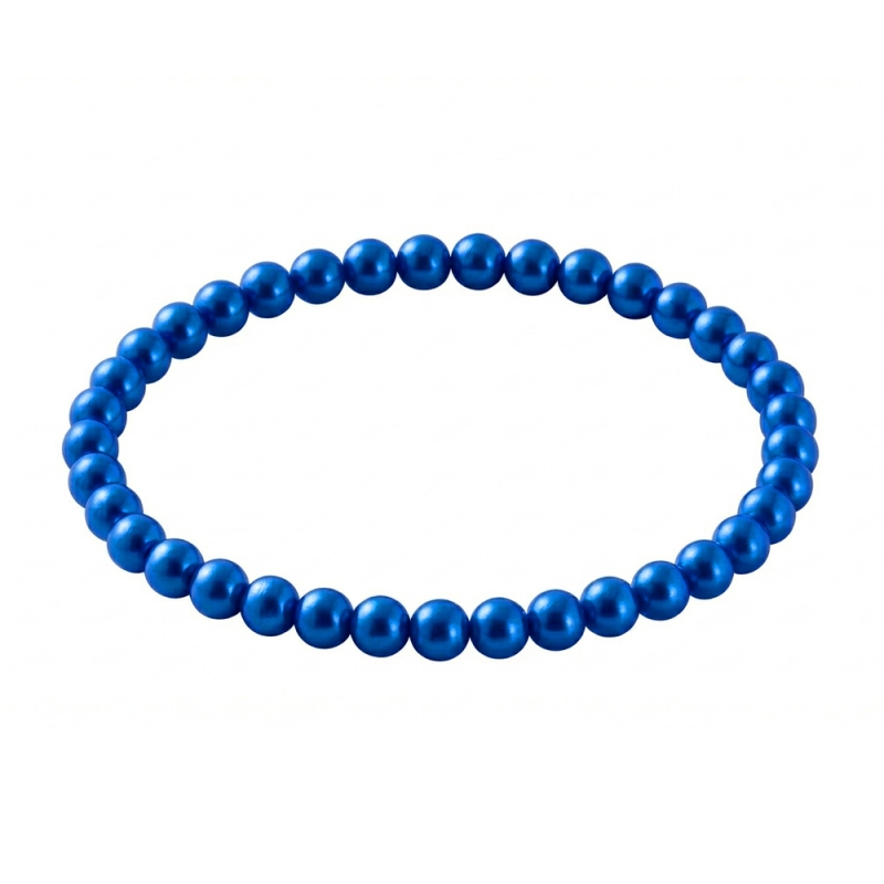 Royal Blue Pearl 6mm Beaded Bracelet with Rich Blue Pearlescent Acrylic Beads