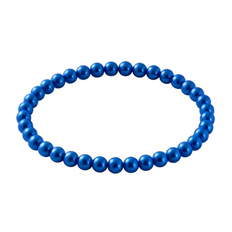 Royal Blue Pearl 6mm Beaded Bracelet with Rich Blue Pearlescent Acrylic Beads