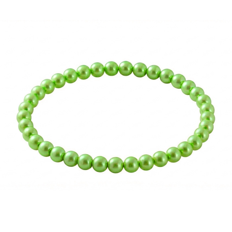Green Pearl 6mm Beaded Bracelet with Rich Green Pearlescent Acrylic Beads