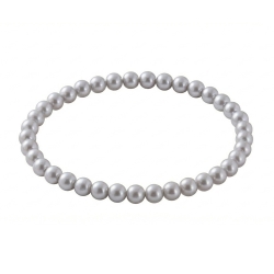 Silver Pearl 6mm Beaded Bracelet with Silver-Toned Pearlescent Acrylic Beads