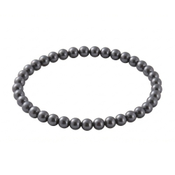 Gunmetal Pearl 6mm Beaded Bracelet with Dark Grey Pearlescent Acrylic Beads