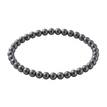 Gunmetal Pearl 6mm Beaded Bracelet with Dark Grey Pearlescent Acrylic Beads