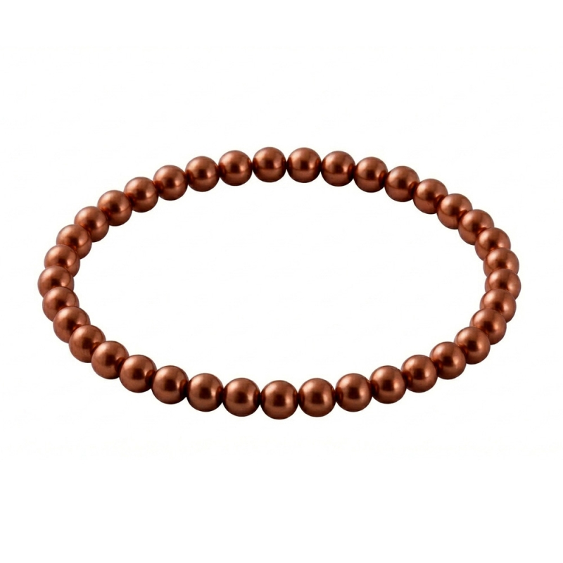 Copper Pearl 6mm Beaded Bracelet with Copper-Toned Pearlescent Acrylic Beads