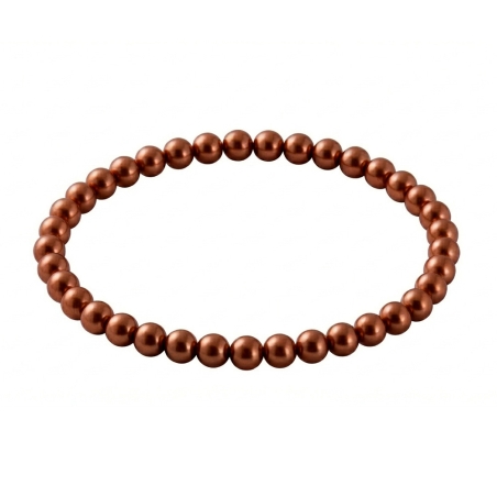 Copper Pearl 6mm Beaded Bracelet with Copper-Toned Pearlescent Acrylic Beads