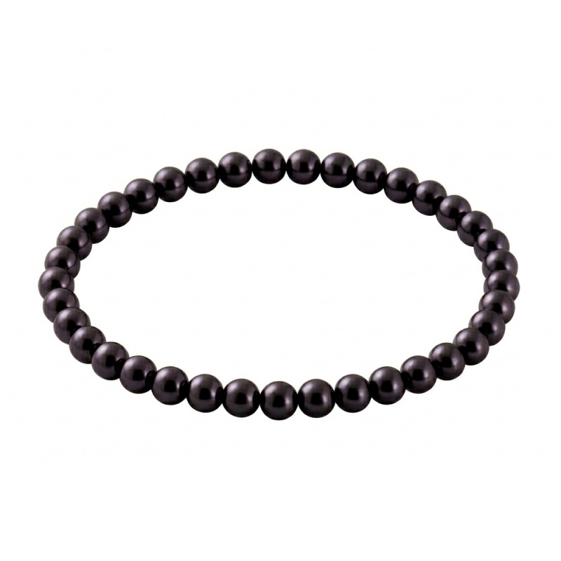 Black Pearl 6mm Beaded Bracelet with Black Pearlescent Acrylic Beads