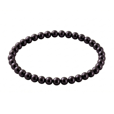 Black Pearl 6mm Beaded Bracelet with Black Pearlescent Acrylic Beads