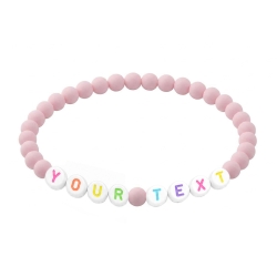 Powder Pink Matte personalised 6mm acrylic bead bracelet with custom name lettering and soft pink matte beads