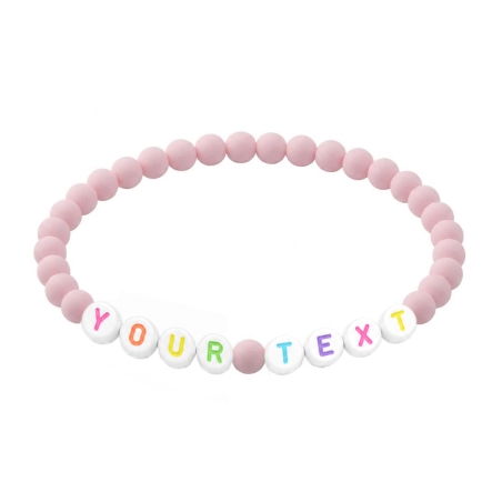 Powder Pink Matte personalised 6mm acrylic bead bracelet with custom name lettering and soft pink matte beads