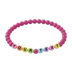 Magenta Matte personalised 6mm acrylic bead bracelet with custom name lettering and vibrant matte pink-purple beads
