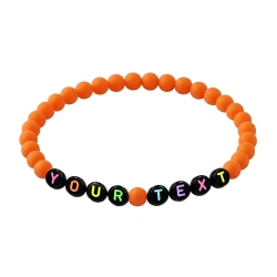 Tangerine Matte personalised 6mm acrylic bead bracelet with custom name lettering and vibrant orange matte beads