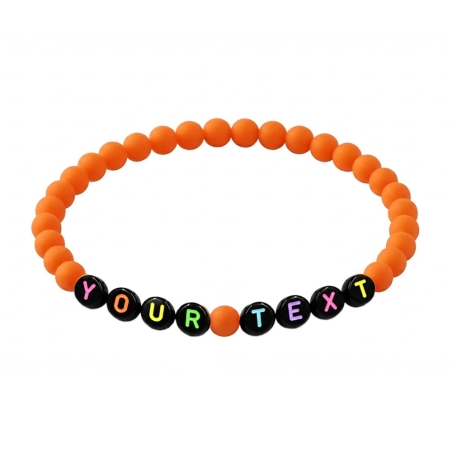 Tangerine Matte personalised 6mm acrylic bead bracelet with custom name lettering and vibrant orange matte beads