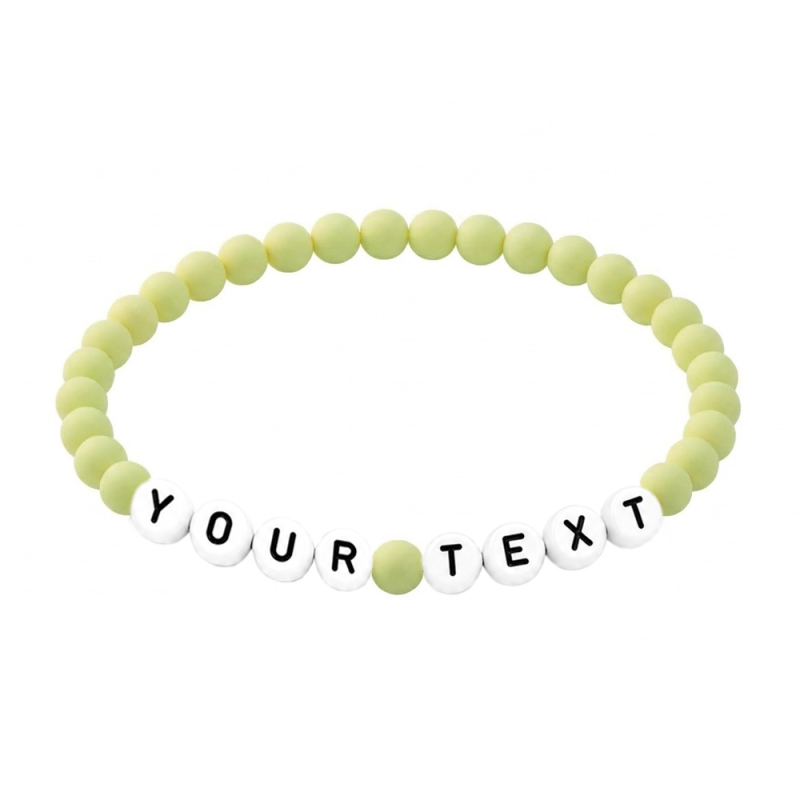 Pastel Primrose Matte personalised 6mm acrylic bead bracelet with custom lettering and soft pastel yellow matte beads