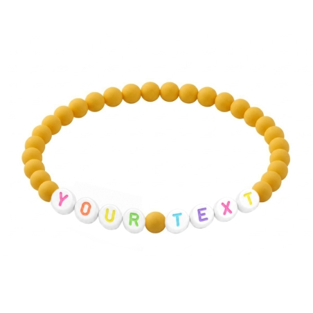 Sunshine Yellow Matte personalised 6mm acrylic bead bracelet with custom lettering and bright yellow matte beads