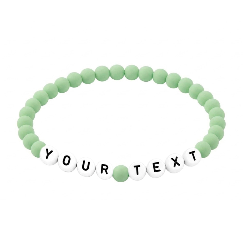 Pastel Green Matte 6mm Personalised Bracelet 608