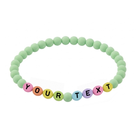 Pastel Green Matte personalised 6mm acrylic bead bracelet with custom lettering and soft green matte beads