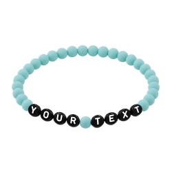 Pastel Aqua Matte personalised 6mm acrylic bead bracelet with custom lettering and soft aqua matte beads