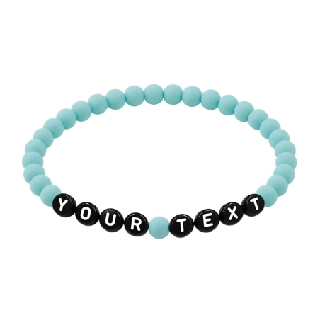 Pastel Aqua Matte personalised 6mm acrylic bead bracelet with custom lettering and soft aqua matte beads