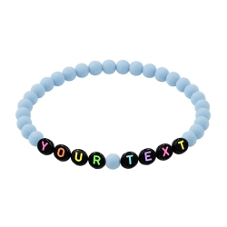 Powder Blue Matte personalised 6mm acrylic bead bracelet with custom lettering and soft blue matte beads