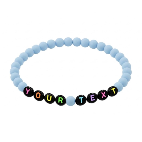 Powder Blue Matte personalised 6mm acrylic bead bracelet with custom lettering and soft blue matte beads