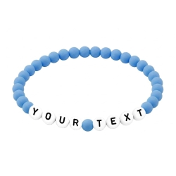Pastel Blue Matte personalised 6mm acrylic bead bracelet with custom lettering and soft pastel blue matte beads