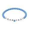 Pastel Blue Matte personalised 6mm acrylic bead bracelet with custom lettering and soft pastel blue matte beads