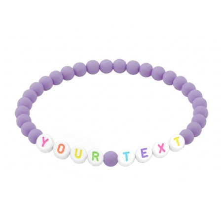 Pastel Orchid Matte personalised 6mm acrylic bead bracelet with custom lettering and soft orchid-coloured matte beads
