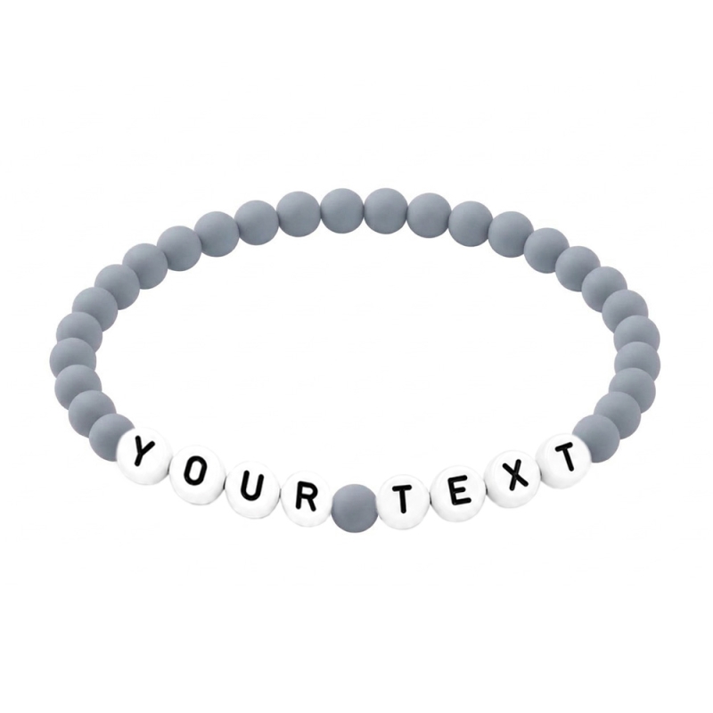 Slate Grey Matte 6mm Personalised Bracelet 614