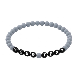 Slate Grey Matte personalised 6mm acrylic bead bracelet with custom lettering and cool grey matte beads
