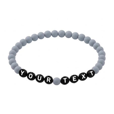 Slate Grey Matte personalised 6mm acrylic bead bracelet with custom lettering and cool grey matte beads