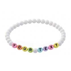 Snowdrop White Matte personalised 6mm acrylic bead bracelet with custom lettering and crisp white matte beads