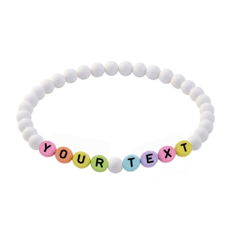 Snowdrop White Matte personalised 6mm acrylic bead bracelet with custom lettering and crisp white matte beads