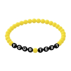 Primrose Yellow Matte personalised 6mm acrylic bead bracelet with custom lettering and soft yellow matte beads