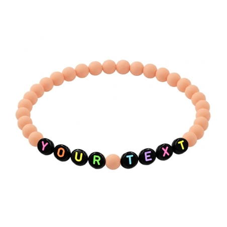 Cantaloupe Peach Matte personalised 6mm acrylic bead bracelet with custom lettering and soft peach-coloured beads