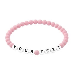 Peony Pink Matte personalised 6mm acrylic bead bracelet with custom lettering and soft pink matte beads