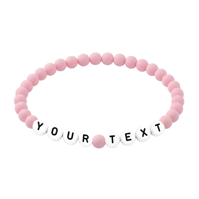 Peony Pink Matte personalised 6mm acrylic bead bracelet with custom lettering and soft pink matte beads