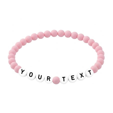 Peony Pink Matte personalised 6mm acrylic bead bracelet with custom lettering and soft pink matte beads
