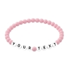 Peony Pink Matte personalised 6mm acrylic bead bracelet with custom lettering and soft pink matte beads