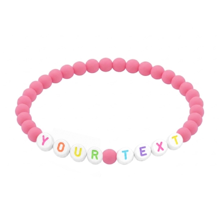 Poppy Pink Matte personalised 6mm acrylic bead bracelet with custom lettering and vibrant pink matte beads