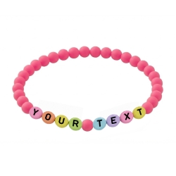 Hibiscus Pink Matte personalised 6mm acrylic bead bracelet with custom lettering and vibrant pink matte beads